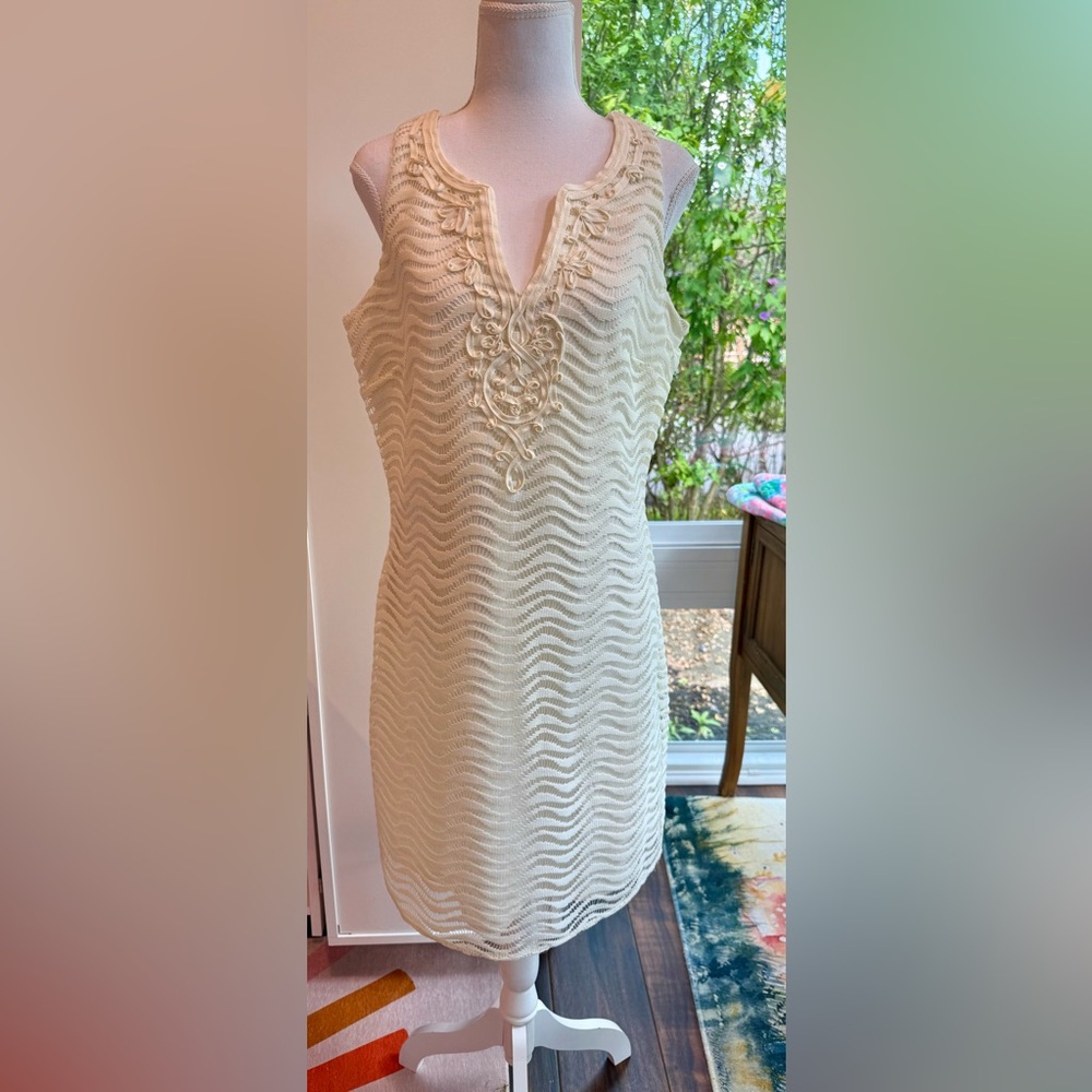 Lilly Pulitzer Margate Shift Lace Dress Cameo White Size L NWT